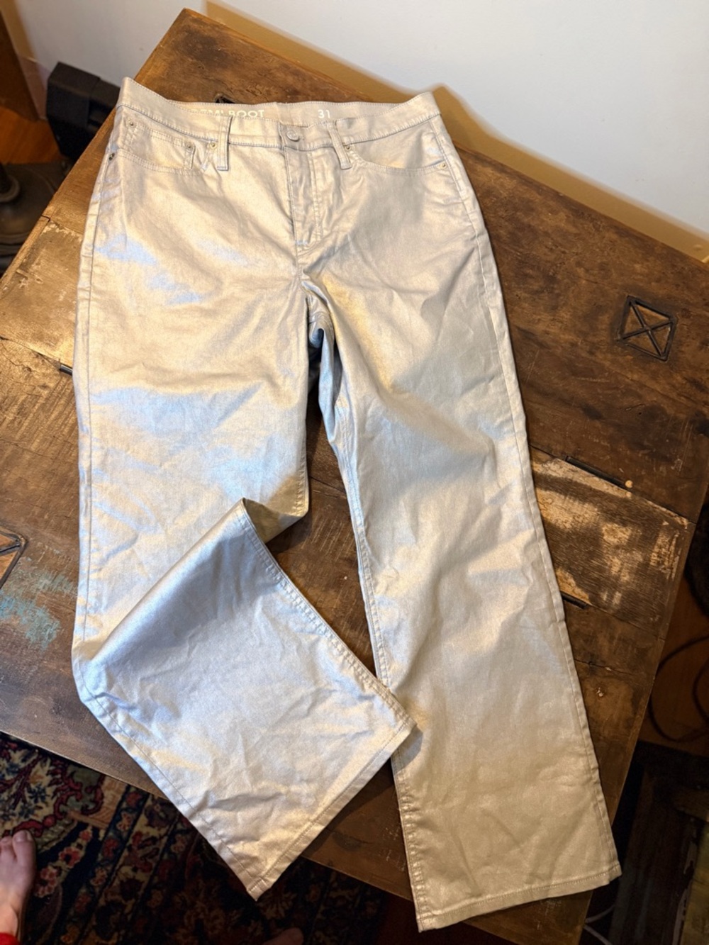 Women's Metallic Silver Casual Pants
